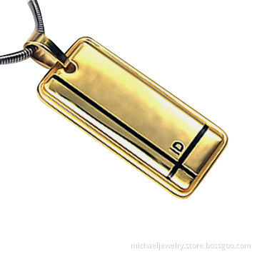 Stainless steel pendants with rectangle shape, black enamel and IP gold plating